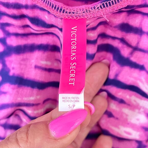 New Victoria's Secret Swim Cover Dress Small Pink Purple Ruffle Zebra Stripe - Picture 7 of 8